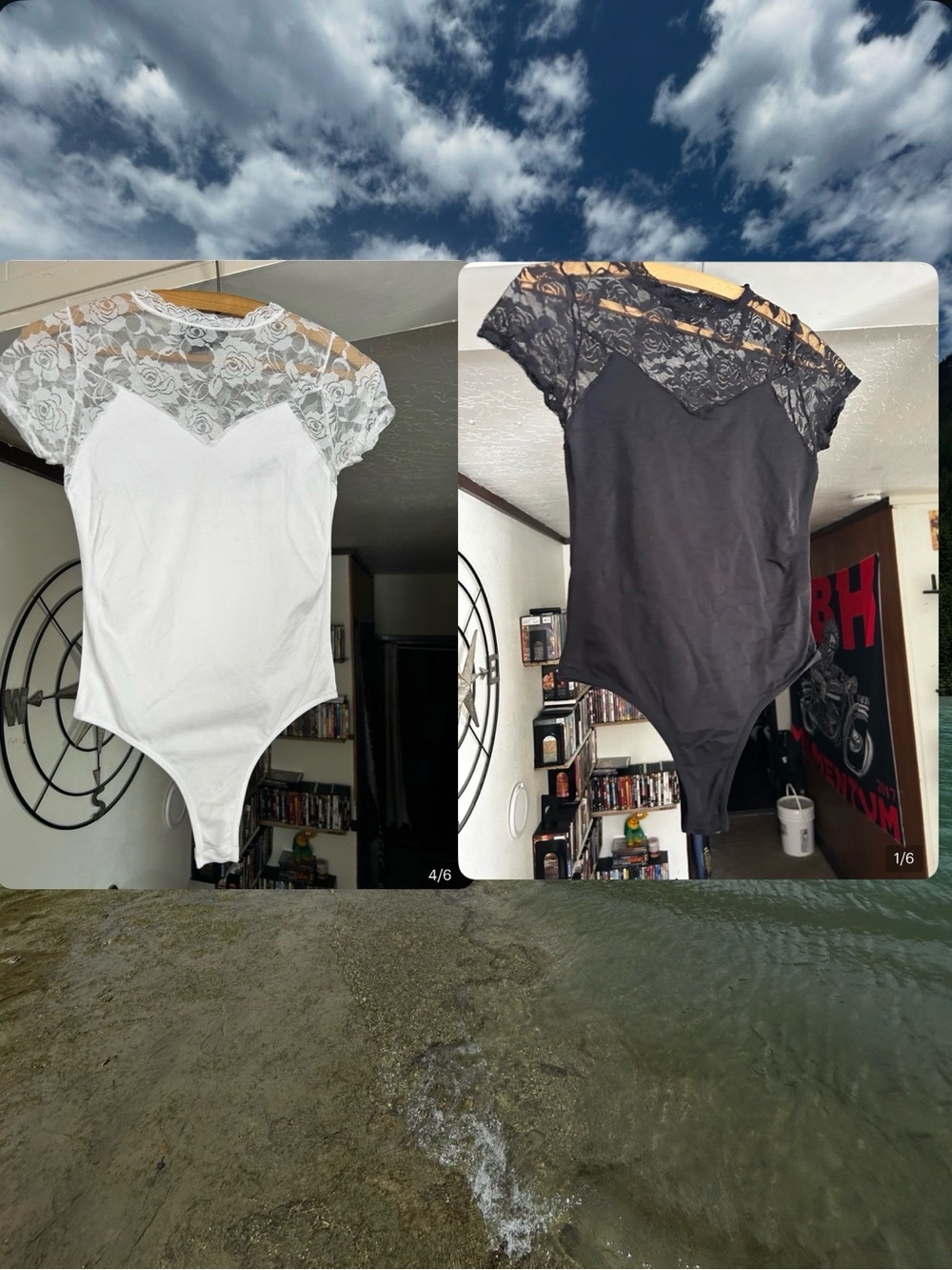 TWO Soho Apparel Black Lace Yoke Short Sleeve Bodysuit